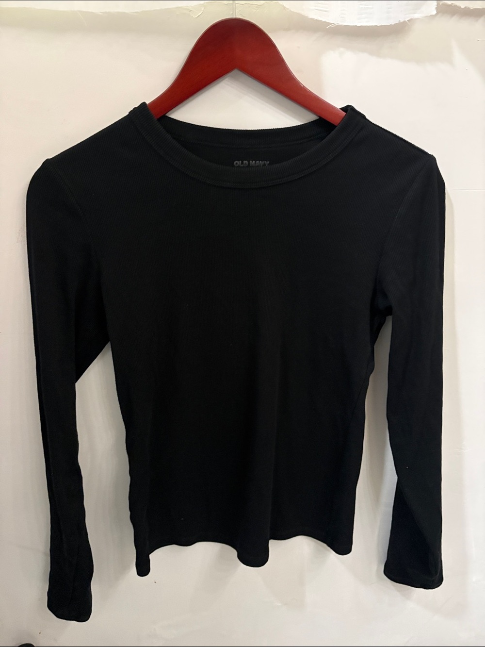 Old Navy Black Long Sleeve Crewneck Ribbed Women's Top